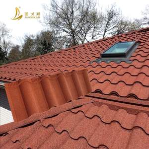 Materiales de construcción Color rojo Azulejos de metal recubiertos de piedra Arco alto Aluminio Zinc Golan Azulejos Hoja de techo - Product Image 4