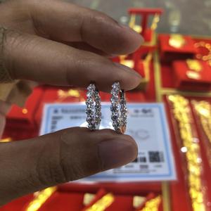 ZHUANGYEE <strong>Solid</strong> <strong>14K</strong> White <strong>Gold</strong> <strong>Earrings</strong> 1.0CT White Lab Diamond Round Brilliant Cutting 20MM Hoop <strong>Earrings</strong> CVD HPHT - Product Image 1