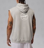 Al por mayor Sudadera sin mangas con capucha de felpa francesa preencogida, ligera, lisa, bordada, con estampado en relieve, de lujo, deportiva y atlética