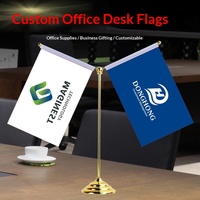 Drapeau de table personnalisé en polyester avec impression numérique, base en acier inoxydable en forme de Y, double face, pour réunions, négociations, cérémonies de signature