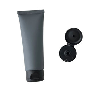 Tube souple en plastique PP EMILY, noir brillant/mat, avec bouchon à rabat <span class=keywords><strong>pour</strong></span> nettoyant visage, crème <span class=keywords><strong>pour</strong></span> <span class=keywords><strong>les</strong></span> mains, sérigraphie (50 ml/100 ml) - Product Image 4