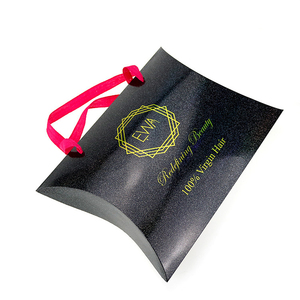 Custom Reliable and <strong>Cheap</strong> Paper <strong>Pillow</strong> Boxes with Ribbon for Hair Extensions - Product Image 3