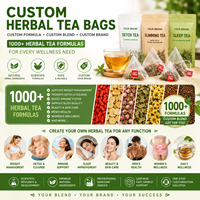 Teh Memori Otak Label Pribadi OEM 7 Herbal Ginseng Reishi Dendrobium Goji Kulit Jeruk Nootropik Fokus Kemasan Merek Kustom