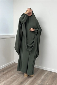 Abaya cơ bản phụ nữ hồi giáo quần áo abaya hồi giáo ăn mặc dài bình thường thiết kế ramadan abaya Bộ - Product Image 2