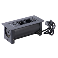 Prise de courant de bureau escamotable manuelle avec 2 prises CA et 2 chargeurs USB avec interrupteur pour bureau et salle de réunion