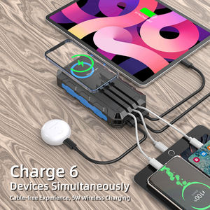 Banque d'alimentation <span class=keywords><strong>solaire</strong></span> portable 30000mah PD18W avec charge sans fil rapide et 3 câbles intégrés <span class=keywords><strong>Batterie</strong></span> Li-polymère - Product Image 3