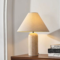 Lampe de table LED moderne de luxe en marbre, design simple, abat-jour en tissu minimaliste nordique, lampe de bureau pour chambre à coucher, protection des yeux