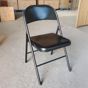 Sedia da Giardino Pieghevole in Metallo Nero Impilabile per Eventi, Vendita all'Ingrosso - Product Image 1
