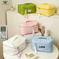 Sac à main portable pour femme avec logo personnalisé, grande capacité, couleur unie, sac de rangement à main, trousse de maquillage étanche – Vente en gros