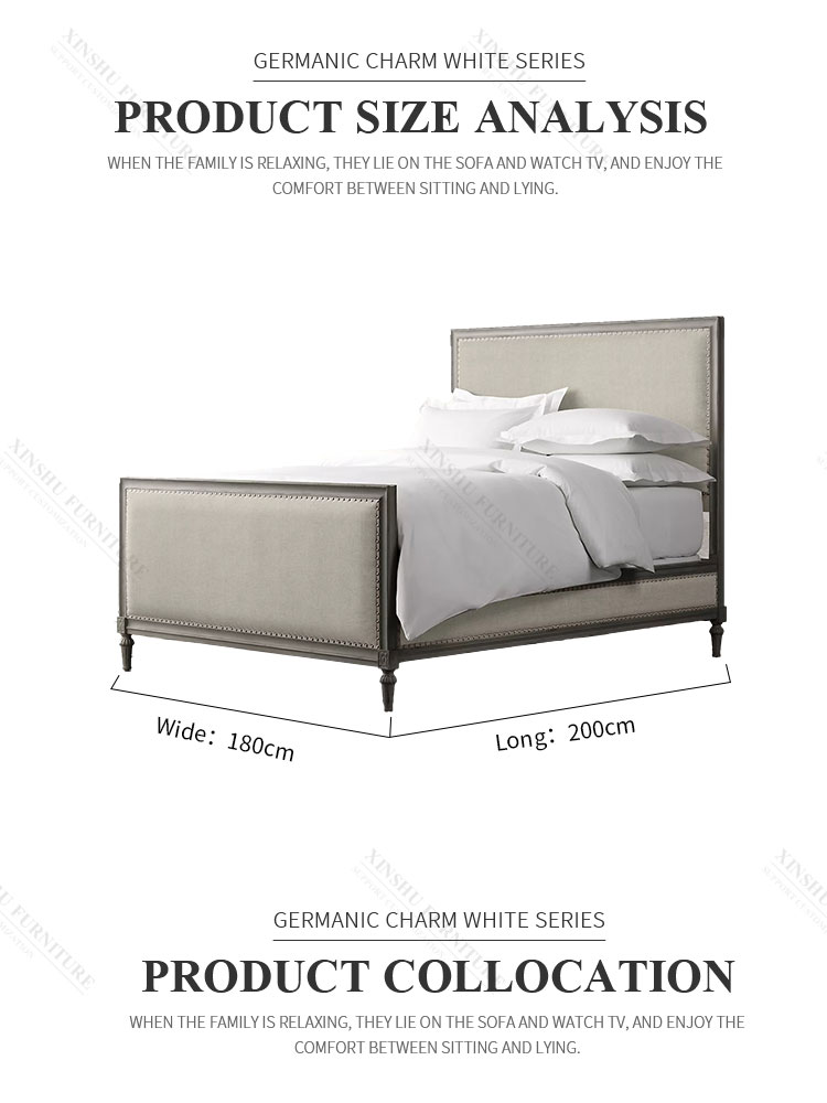 american country top quality long lasting luxury nordic double king bed french retro 1.98m custom  bedroom solid wood bed