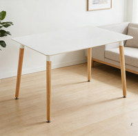 Table à manger contemporaine nordique avec base en bois massif, mobilier de maison, ensemble de chaises de salle à manger rectangulaires pour salon et restaurant