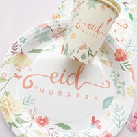 Décor de fête islamique Ramadan Kareem Eid Al Adha cadeaux fournitures décoration Ramadan Eid Mubarak vaisselle assiettes en papier tasses
