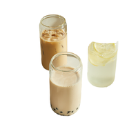 Gobelet en verre transparent en forme de canette de bière, fait main, durable, avec couvercle et paille en PP, personnalisable avec logo