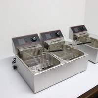 Friteuse électrique commerciale de comptoir 12L à double panier en acier inoxydable, idéale pour les restaurants et les hôtels