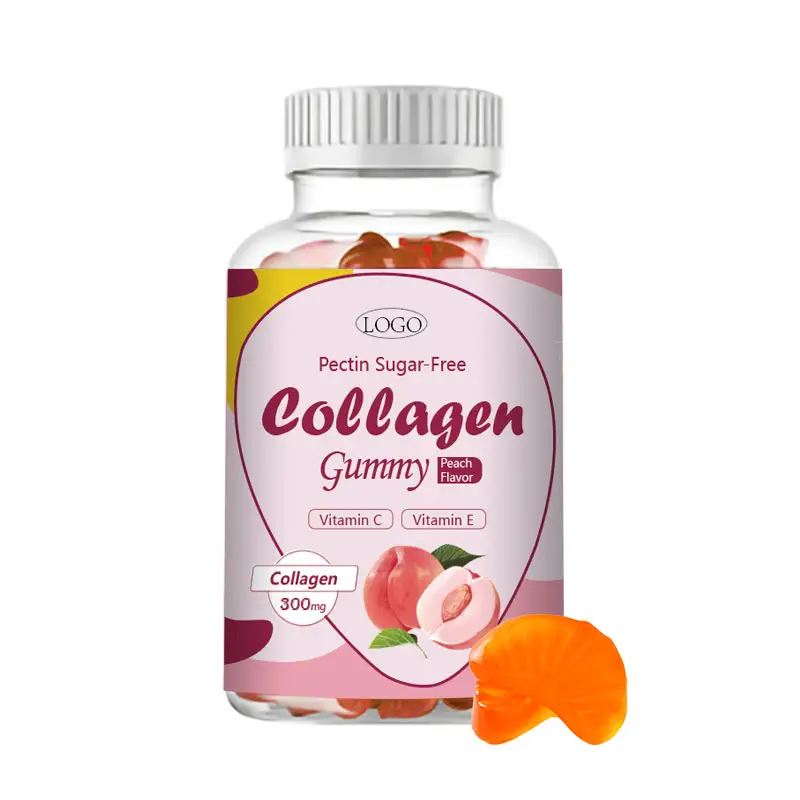 OEM Label pribadi suplemen makanan kulit rambut kuku Kecantikan Kesehatan kolagen kulit Gummy Vitamin C E bebas gula