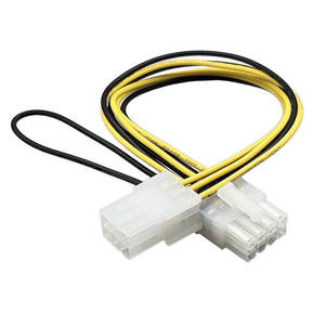 20 AWG 6 Pin Male to 8Pin Female PC CPU Power Supply Extension Power Adapter <b>Black</b> and Yellow Cable Wire <b>Harness</b> - Product Image 1