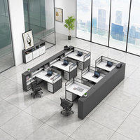 Bureau de travail en L, design minimaliste moderne, postes de travail pour deux à quatre personnes, cabines de travail pour employés, combinaison bureau-chaise en bois