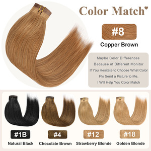 Extensiones de Cabello Humano 100% Natural, Virgen, Sin Costuras, con Clip, Envío Inmediato, Venta al Por Mayor # <span class=keywords><strong>8</strong></span> Soportes Invisibles Ajustables y Reclinables de Cobre Marrón - Product Image 5