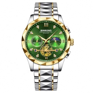 Montre de luxe pour homme avec chronographe tourbillon, étanche, lumineuse, affichage 24H, calendrier, montre à quartz en acier inoxydable pour affaires - Product Image 2