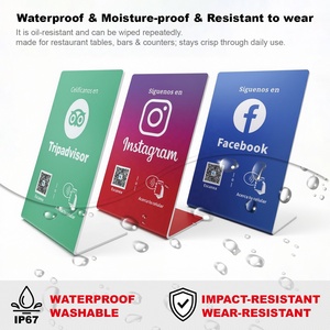 Carta/Supporto NFC Personalizzato per <span class=keywords><strong>Recensioni</strong></span> Google, Adesivo RFID Impermeabile in PVC/Acrilico con Codice QR per Seguimi sui Social Media - Product Image 5