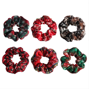 Nuevo Anillo para el cabello lazo para el cabello de invierno Scrunchie banda elástica para el cabello accesorios Navidad <span class=keywords><strong>Plaid</strong></span> Scrunchy - Product Image 2