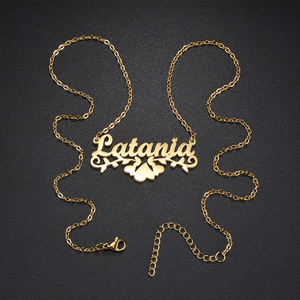 Collar con nombre personalizado, colgante con nombre adornado con encaje elegante, collar de acero inoxidable, regalo personalizado para mujeres y hombres, Uionen 2042 - Product Image 5