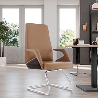 Chaise de conférence exécutive en cuir industriel avec cadre chromé, joints en acier, hauteur réglable - Mobilier de bureau moderne