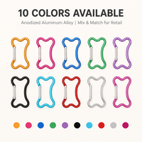 Porte-clés mousqueton en alliage d'aluminium en forme d'os, clip fantaisie antidérapant et léger, idéal pour cadeau sur le thème des animaux de compagnie / breloque de sac, 5 couleurs, OEM