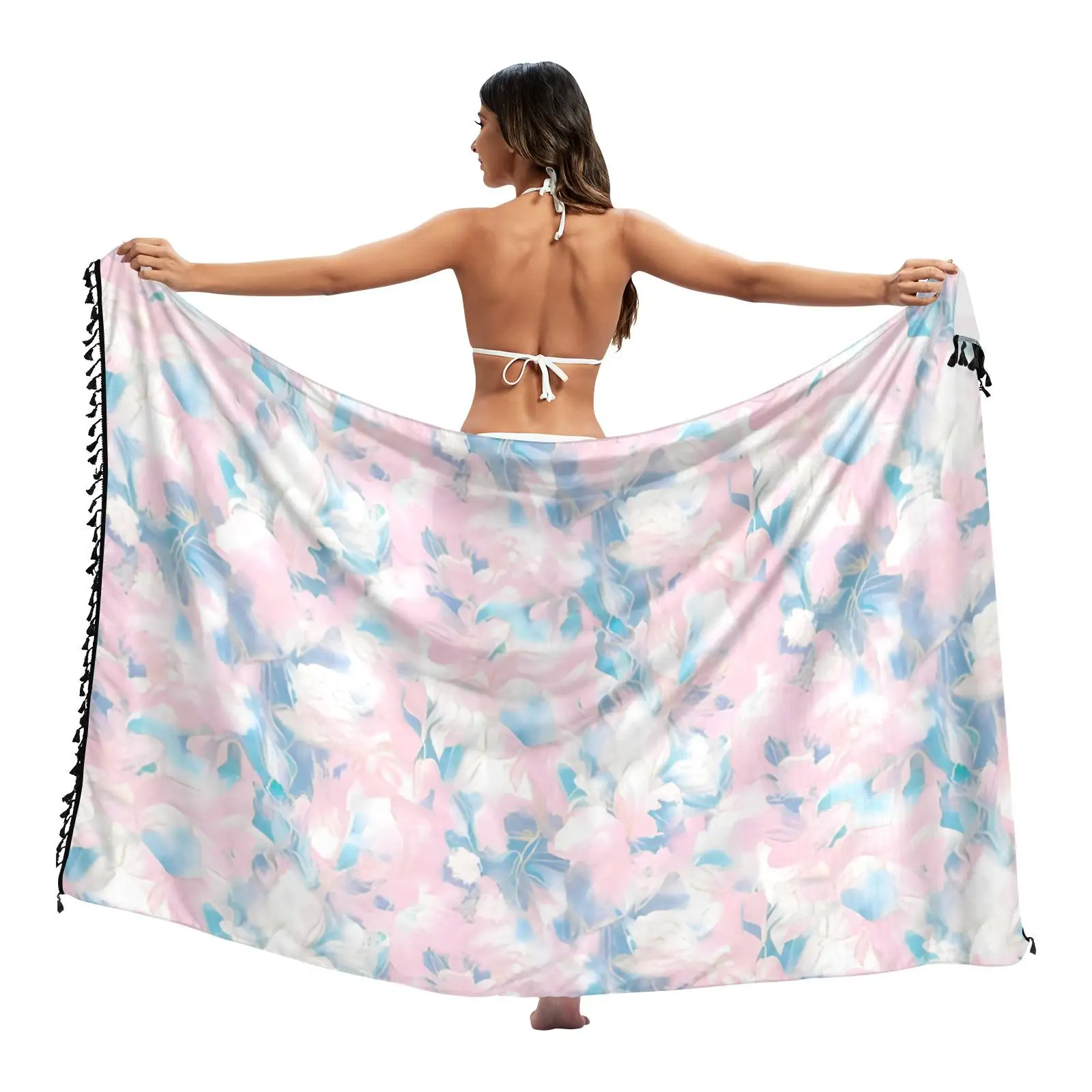 Saia poncho de verão para praia, saia envoltório para cobrir pareo personalizado, sarongs do havaí