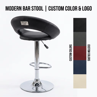 Chaise de bar pivotante en acier pour salle à manger et cuisine, avec repose-pieds et pieds en métal coloré, tabourets de bar en PU pour restaurant