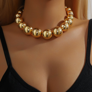 قلادة أوروبية أمريكية عصرية مبالغ فيها على طراز البانك، سلسلة عظم الترقوة، قلادة هندسية من الخرز والسبائك للنساء، هدية للذكرى السنوية - Product Image 1