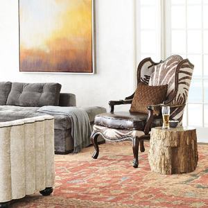 Fransız ahşap zebra inek derisi hakiki deri salonu tek koltuk accent oturma odası sandalyeleri - Product Image 5