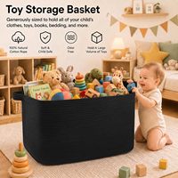 Panier en corde tressée de coton 118L avec poignée - Très grand pour le rangement dans le salon, la chambre d'enfant, les jouets et les couvertures