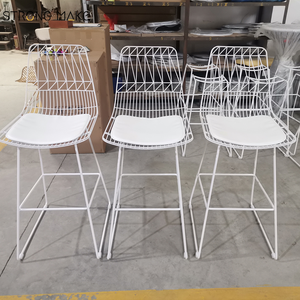 Outdoor Commercial Patio Tabouret De <strong>Bar</strong> Iron <strong>White</strong> Wire Mesh Armless Barstool Chair Industrial Iron Mesh <strong>Bar</strong> <strong>Stool</strong> With Pad - Product Image 6