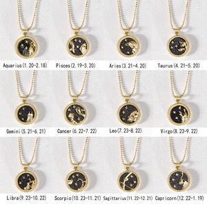 Collar <span class=keywords><strong>de</strong></span> Resina con Colgante <span class=keywords><strong>de</strong></span> Día y Noche para Mejores Amigos, Parejas, Chapado en Oro, con los 12 Signos <span class=keywords><strong>del</strong></span> Zodiaco - Product Image 3