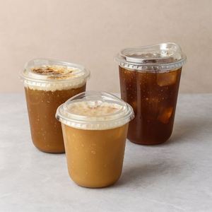 Gobelets à café glacé jetables en plastique en forme de U à fond arrondi avec couvercles antidérapants 16 oz, logo personnalisé imprimé - Product Image 4