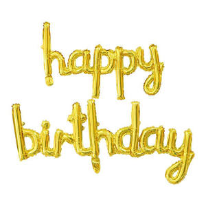 Globos de feliz cumpleaños Banner Script/Cursive Gold Letter Balloon Sign para decoración de fiesta de cumpleaños - Product Image 2