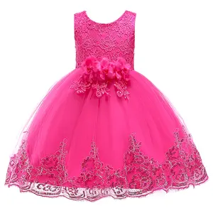 fashion wholesales polyester fabric flower girls' dresses kid 2-12 girls dresses