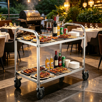 Chariot de service alimentaire à double niveau détachable, robuste, pour cuisine, traiteur, hôtel