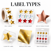 Rouleaux d'autocollants étoiles métalliques brillants en feuille d'aluminium, prédécoupés, pour cadeaux et artisanat, vente en gros
