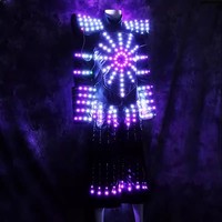 Сценический костюм LED Sparkle с RGB-подсветкой, дизайн робота, полноцветный, с экраном для отображения, для ночных клубов (унисекс, взрослый)