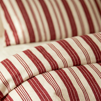 Parure de lit rayée rouge et blanche en coton lavé, douce et respirante, avec taies d'oreiller pour la décoration de chambre