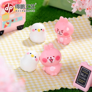 Figuras de resina de conejo rosa y pájaro blanco, decoración de escritorio de animales en miniatura, decoración del hogar, artesanía artística D2212 - Product Image 2