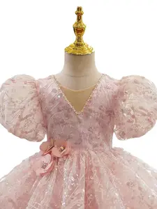 High Quality Birthday Princess Dress Banquet Wedding Girl Birthday Dress Pearl Sequin Tutu Party Dress