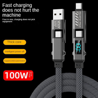 Cable de Carga Rápida 4 en 1 con Trenzado de Nailon y Aleación de Aluminio, con Pantalla LED de Energía, para iPhone 16, Teléfonos Android y Cámaras