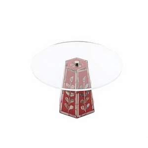 Support à gâteau en acrylique fait main, personnalisable en forme et en taille, avec incrustation de nacre, pour présentation de desserts de mariage et de fête, compatible lave-vaisselle, décorations de gâteaux - Product Image 1
