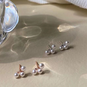 Accessoires en argent S925 pour la création de bijoux, perles de 4-5 mm, clous et crochets d'oreille avec supports creux, multiples perles, bijoux en argent - Product Image 2