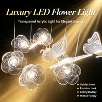Lustre papillon en acrylique LED lumineux, lumières de mariage blanc chaud, décoration de plafond, lampe suspendue pour salle de banquet, événement