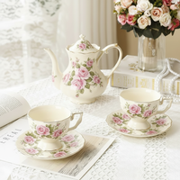 Service à café rétro français en céramique avec tasses et soucoupes, style britannique de luxe pour la maison, inspiré des thés de l'après-midi des palais