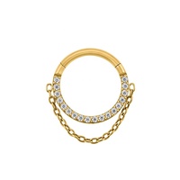 Anneau nasal piercing en titane ASTM F136 G23 avec chaîne segment suspendu anneau nasal à charnière Septum Clicker pour femmes
